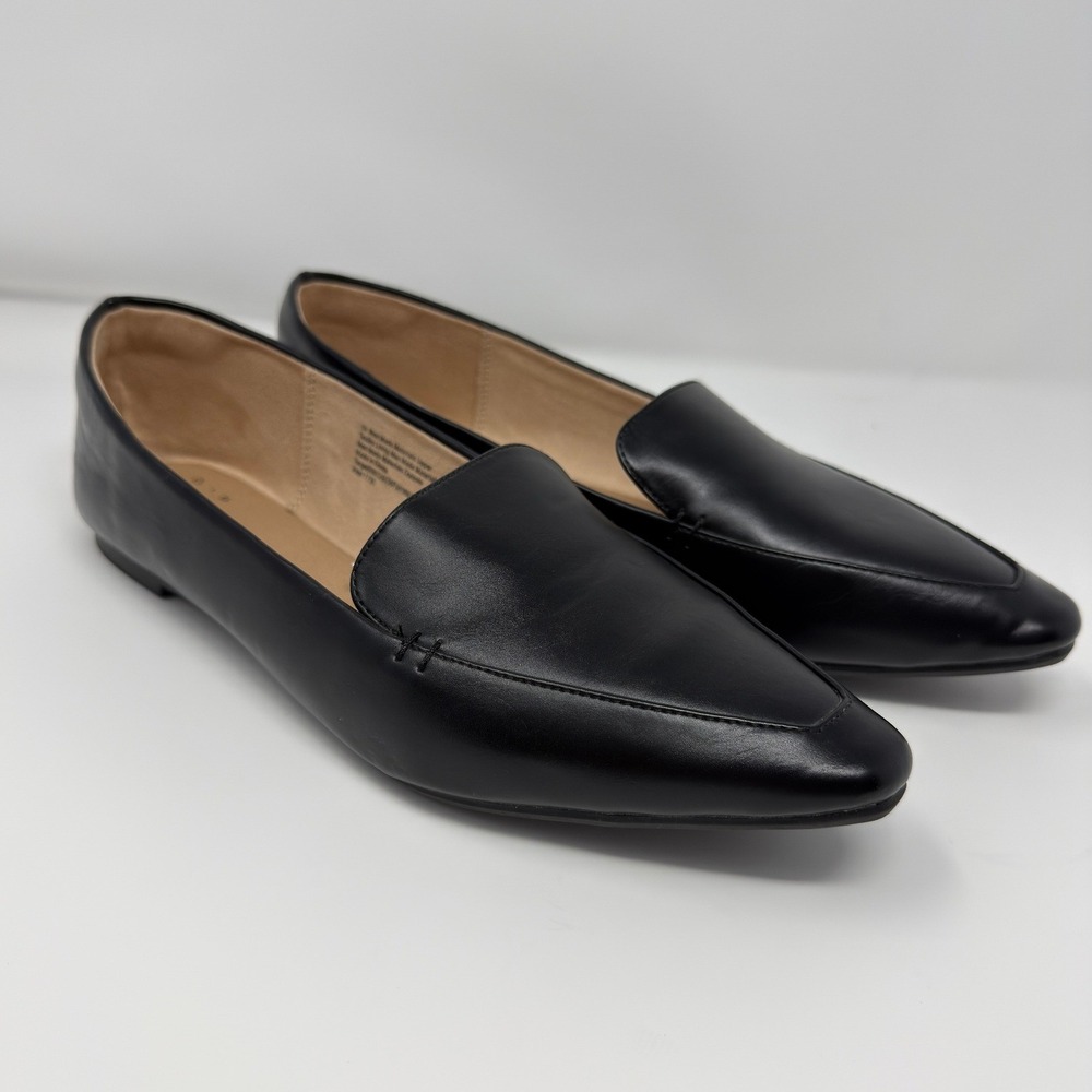 A New Day Womens Black Pointed Toe Loafers Slip On Flats Size 10